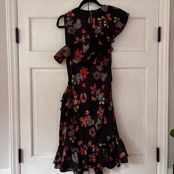 Ulla Johnson Candace Asymmetrical Ruffled Cocktail Dress Floral Lune Size 12 - Picture 10 of 16